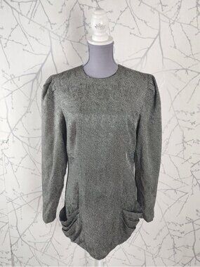 Junnie Leigh VTG Gray Printed 100% Silk Artsy Tunic